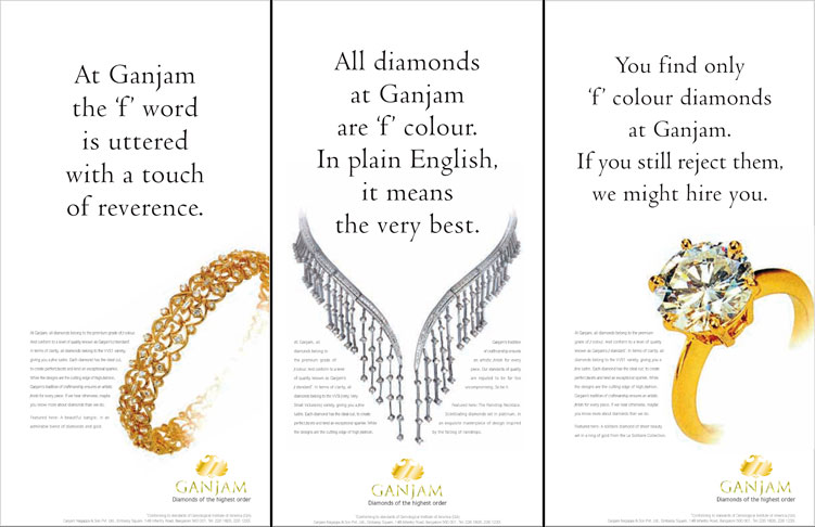 Ad Campaign for Ganjam ‘F’ Color Diamonds
