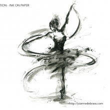 Swirling Ballerina Sketch – Ink on Paper